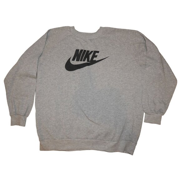 Vintage 1989-1994 Nike Swoosh Gray Label Crew Neck Pullover Sweatshirt Mens 2XLT - Picture 2 of 7